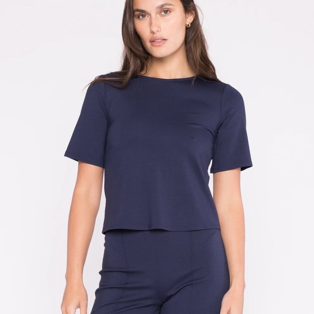 Ripley Rader Ponte Knit Short Sleeve Extended Top, Size XL